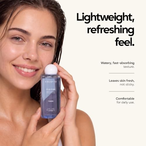 Masofta Blue PDRN Toner with Salmon DNA, Copper Peptide, Multi-Peptide Complex & Red Ginseng | Hydrating Glass-Skin Toner with Centella Extract for Plump, Firm, Dewy-Looking Skin | 5.1 fl oz
