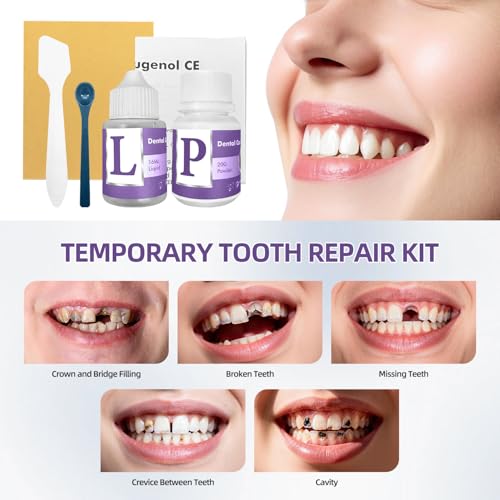 Tooth Repair Kit, Zinc Oxide Eugenol Cement for Cavities Filling, Dental Care Kit for Broken, Chipped or Missing Teeth, Temporary and Permanent Tooth Filling and Crown Fixing at Home