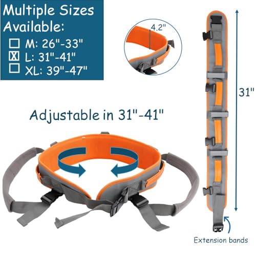 King Mills Gait Belt with Handles, Physical Therapy Safety Belt, Orange, L L: 31"-41"