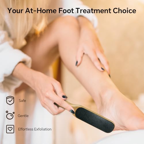 Nano Glass Foot File, Foot Callus Remover, Double Sided Pedicure Tools for Feet, Dual Use of Dry and Wet, Professional Hygienic Foot Scrubber to Achieve Smooth, Silky Feet Instantly (Golden) Golden