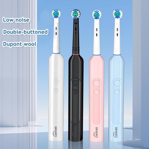 Deep Clean Rechargeable Electric Powered Toothbrush, Rechargeable Electric Toothbrush with 8 Brush Heads,Pressure Sensor to Protect Gums Light White