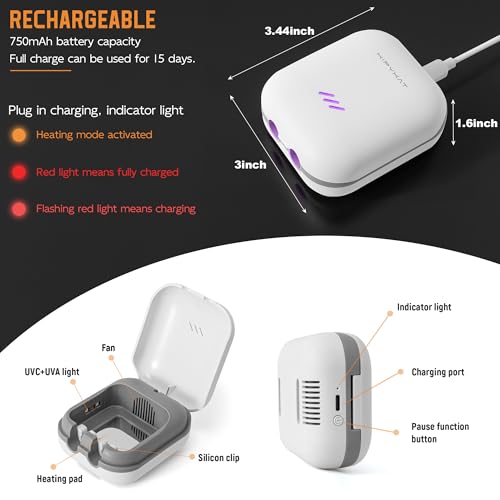 Toothbrush Sanitizeri Case with U V-C Lights, Dryer Heating, Fan Drying - Rechargeable Portable Toothbrush Cover, Hook Wall Mount Sterilizeri Box for Home, Travel & Fits All Toothbrushes White 2