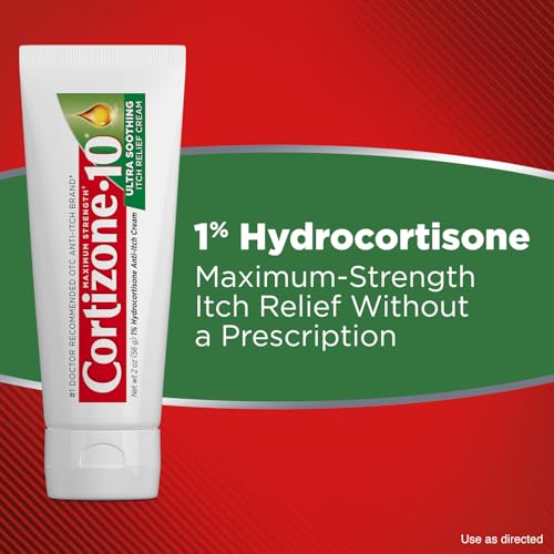 Cortizone-10 Maximum Strength Ultra Soothing Itch Relief Cream, 1% Hydrocortisone, Fast-Acting, Anti-Itch Cream for Bug Bites, Rash, Eczema, Psoriasis, Poison Ivy, Oak, Sumac & More, 2 oz Medication New Packaging