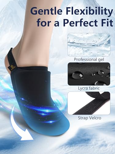 Foot Ice Pack for Toes,Freeze Flexible Ice Gel Socks Cold &Hot Therapy,Foot & Toe Ice Pack Wrap for Tendonitis, Plantar Fasciitis, Swelling, Sprained,Sport Injuries,Black (1 PC) (Black-2 Packs) Black-2 Packs