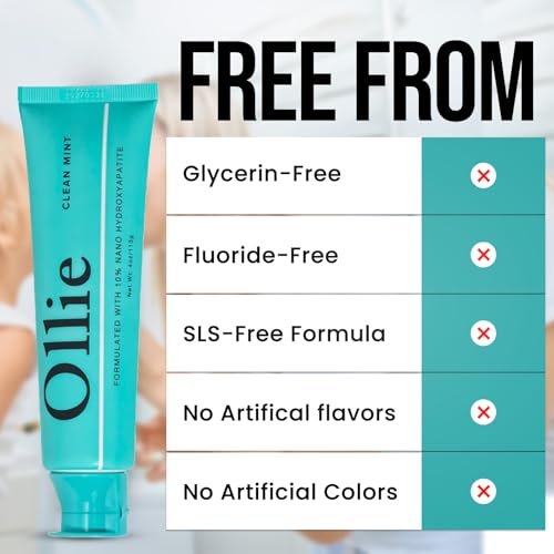Ollie Clean Mint Nano Hydroxyapatite Toothpaste & Whintening Strips 24 Strips, 12 Treatments for Teeth Whitening
