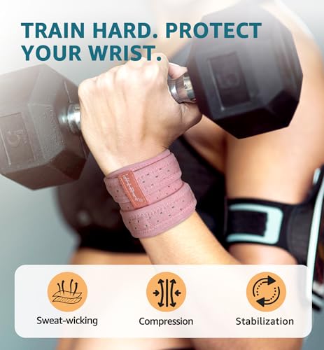HiRui Wrist Brace for TFCC Tears, Adjustable Wristband Wrist Wraps Support for Fitness Weightlifting Tennis Tendonitis Carpal Tunnel Arthritis Pain Relief, One Size Adjustable (Pink, 2 Pack) Pink, 2 Pack