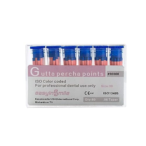 Dental Gutta Percha Points .02/ .04/.06 Taper Assorted for Endo Endodontics Root Canal (.06 Taper, #30)