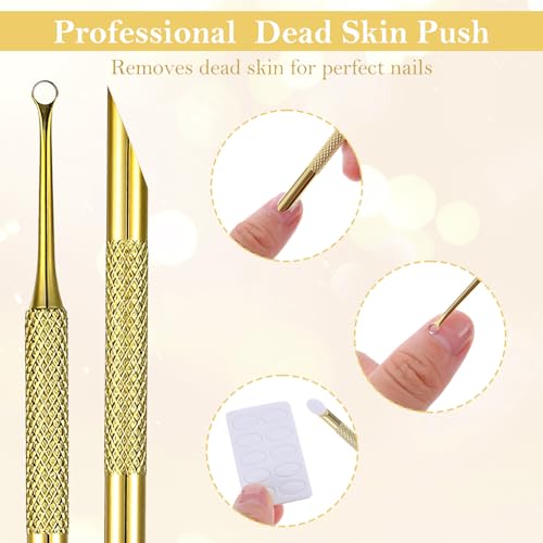 Pre-treatment Cuticle Pusher with 2 Ends, Russian Prep Nail Pushers Gold