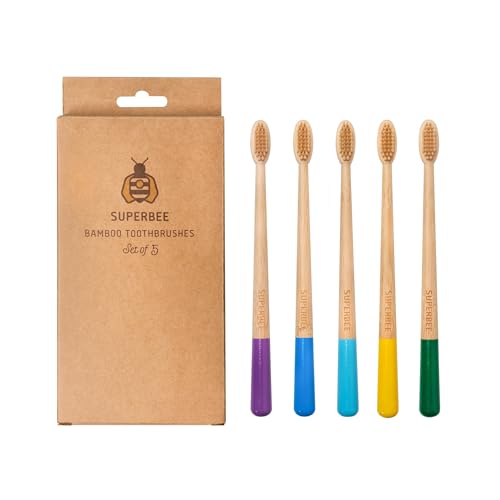 SuperBee Dentos Toothpaste Tablets & Biodegradable Bamboo Toothbrushes, 100 Tabs, Fluoride Free & Eco Friendly, Travel Mouthwash Tablets, Sensitive Bites Kids Adults