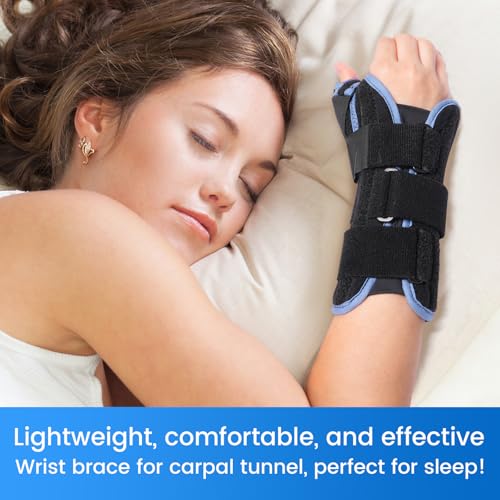 Velpeau Carpal Tunnel Wrist Brace with Thumb Stabilizer Night Support, M Regular-right hand Medium