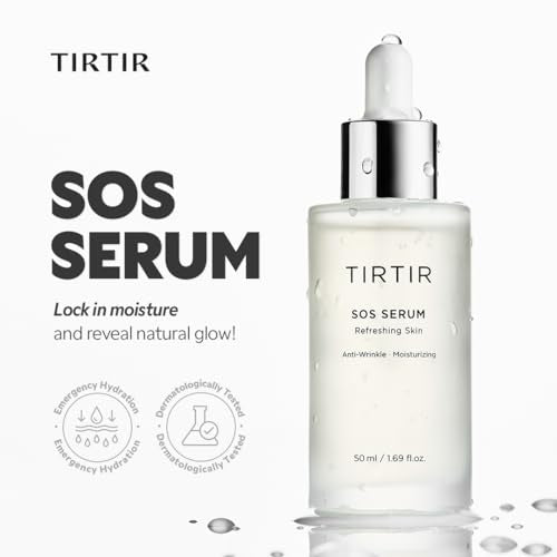 TIRTIR SOS Serum - Radiant Glow Boosting Face Serum - Plumping, Anti Aging, Hydrating - Visibly Smooth and Glowy Skin - Fragrance Free for All Skin Types, 1.69 fl.oz. 1.69 Fl Oz (Pack of 1)