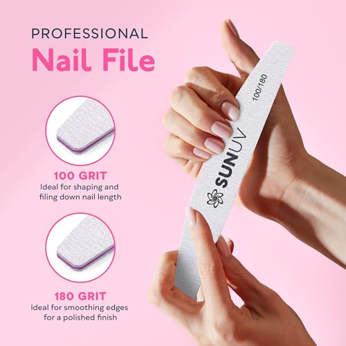 SUNUV Cuticle Nippers & Pusher, 4PCS Manicure Set with Nail File and Buffer
