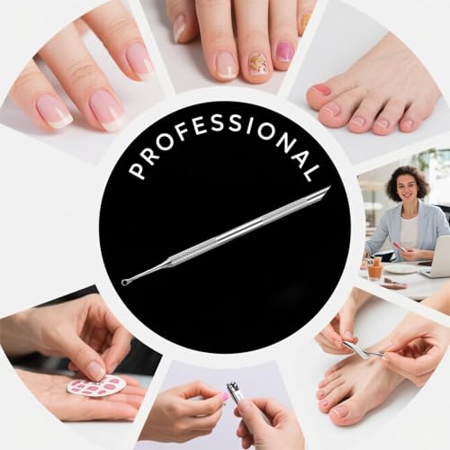 3 Pcs Dual Head Cuticle Pusher 100/180 Grit Sanding Papers, Stainless Steel Nail Prep Kit
