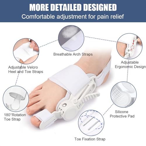 Bunion Corrector for Women & Men - Adjustable Nighttime Big Toe Straightener Bunions Splint with ABS Support for Hallux Valgus Relief Hammer Toe Brace Sleeping Home Use Left/Right Feet - 1PC Black 1