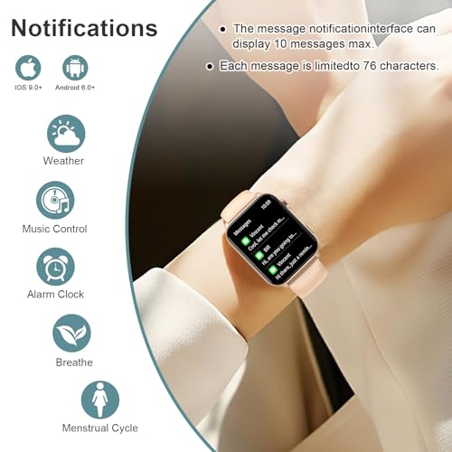 Smart Watch for Men Women, 1.91" HD Fitness Tracker with Bluetooth Calls, 32 FT Waterproof, 24/7 Heart Rate/Sleep Monitor, 120+ Sport Modes, Pedometer, Calories, Smartwatch for Android iOS（Pink） Pink-R30max