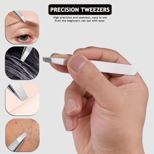 HANTEKAS Travel Manicure Set Professional Nail Clipper Kit-5 Pieces Stainless Steel Manicure Kit, Women Men Grooming kit With Nail Care Tools Beauty Scissors Tweezers (Silver Black)