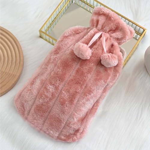 Hot Water Bottle with Cover 2L – PVC Heat Pack for Menstrual Cramps, Back Pain & Bed Warmer – Leakproof Hot & Cold Compress, Ultra-Soft Touch, Ideal for Hand/Feet Warmer (Pink) Pink