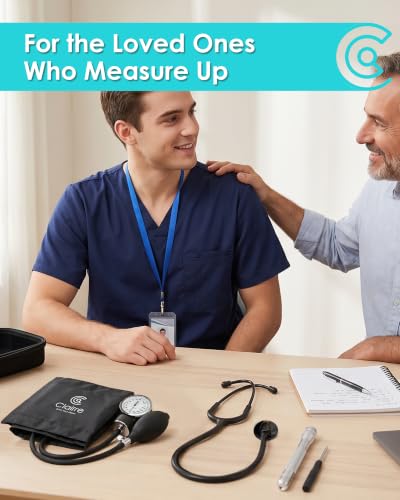 Single Head Stethoscope & Manual Blood Pressure Cuff Set for Nurses Black With Premium Stethoscope Kit