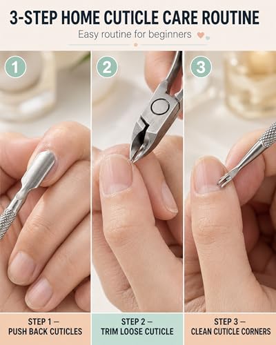 Cuticle Trimmer and Pusher Set - Stainless Steel Cuticle Nippers Silver
