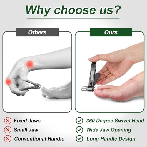 Toenail Clippers for Thick Nails for Seniors, Ultra Sharp Nail Clipper Set Black 3PCS