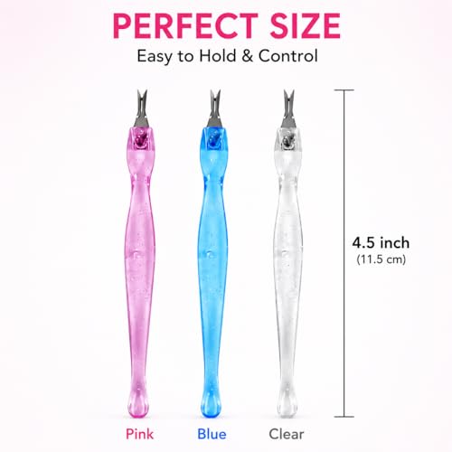 3 Pack Cuticle Pusher and Trimmer Set, Stainless Steel Cuticle Remover Tools, Dead Skin Fork Cleaner, Professional Manicure Pedicure Nail Care Kit for Home Salon Use