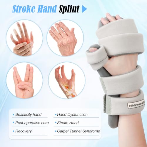 Resting Hand Splints for Straightening Fingers,Carpal Tunnel Wrist Brace Night Immobilizer With Finger Separators for Stroke Rehabilitation,Muscle Atrophy, Dupuytren's Contractures (Right) Right Hand