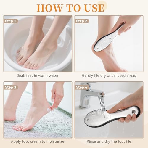 Dual-Sided Foot File Callus Remover (1 PCS), Metal Foot Scraper Black
