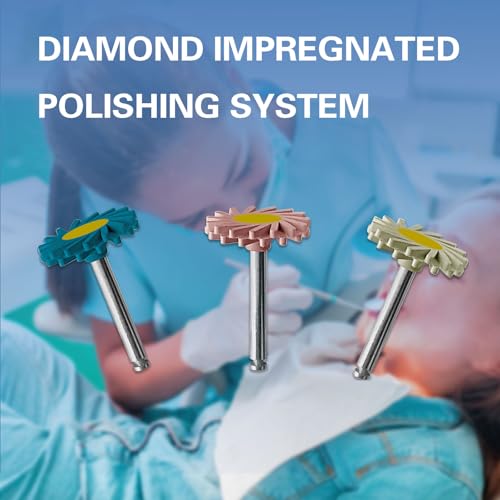 6Pcs Dental Diamond Impregnated Polishing System Ceramic Polishing Disc Composite Ceramic Polishing Disc, 3-Step Polishing Diamond System RA 14mm Spiral Flex Brush.