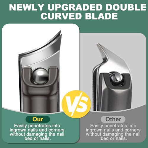 Ingrown Nail Clippers, CLPPNA Slanted Curved Blade Toe Nail Clippers for Ingrown Toenails & Fingernail, Stainless Steel Toenail Clippers Cutter, Angled Nail Clippers for Seniors, Men, Women 1PCS（45°Ingrown）