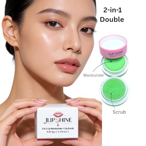 JLipShine 2 in 1 Lip Moisturizer and Lip Scrub, Exfoliating and Hydrating Formula,Smooth. Nourish. Shine. 5g x 2, 0.176 oz (Vanilla,flavor) Vanilla