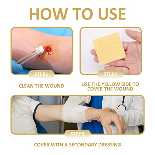 Dr. Med Manuka Honey Calcium Alginate Dressing 2"x2" (10 PCS/Box), Highly Absorbent dressings with Honey for Abrasions, Burns, Diabetic Foot, Pressure Sores and Venous Ulcers Faster Wound Care 2"x2" (10 Pack/Box)