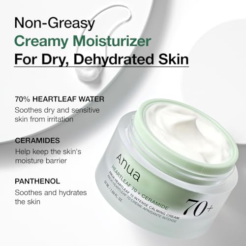 Anua Heartleaf 70 Intense Calming Cream with Ceramide, 1.69 fl.oz