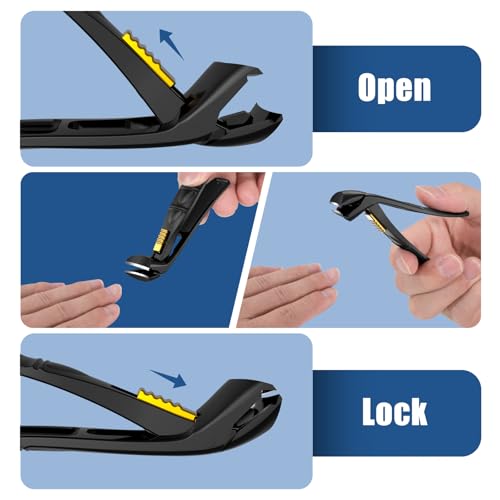 SHINLEA Nail Clippers for Seniors Thick Toenail, Professional Fingernail Toenail Clippers with Catcher, Sharp Wide Opening and Long Handle Nail Cutter for Men Women, Black