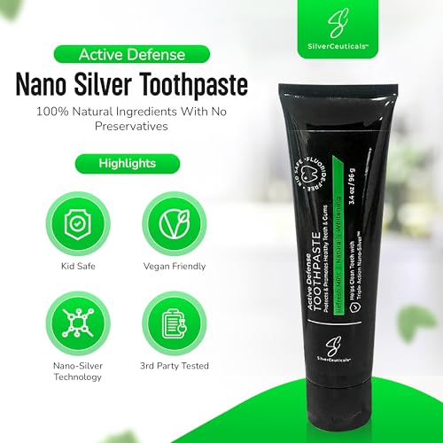 Natural Toothpaste w Nano Colloidal Silver 3.4oz - Refresh Mint - Pack of 2 3.4 Ounce (Pack of 2)