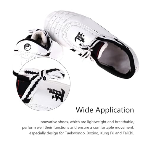 Vbest life Taekwondo Shoes Boys and Girls Sports Boxing Kung Fu Tai Chi Shoes Taekwondo Supplies 37 White