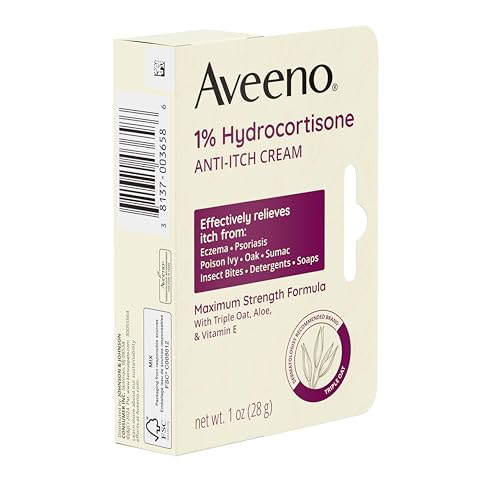 Aveeno Maximum Strength 1% Hydrocortisone Anti-Itch Cream, Triple Oat, Aloe & Vitamin E For Itch Relief From Eczema, Psoriasis, Insect Bites, Poison Ivy, Oak & Sumac & Detergents, 1 oz, 2 Pack