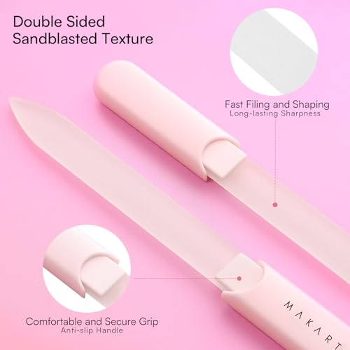 Makartt Glass Nail File for Natural Nails: Reusable Nail Care Tool, Pink