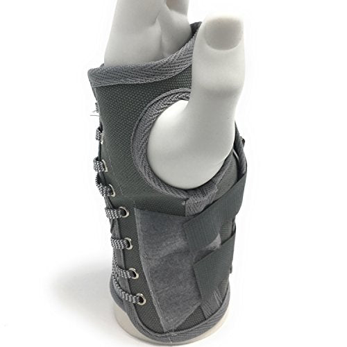 OTC Wrist Splint, Cock-Up Lacing, Canvas, ProChoice, Grey, Medium (Left Hand) Medium (Pack of 1) Gray (Left Hand)