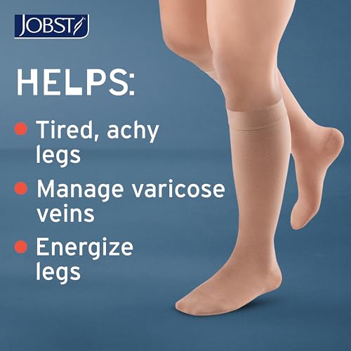 JOBST ACTIVA Opaque 20-30 mmHg Compression Socks Thigh High Closed Toe Large Silky Beige