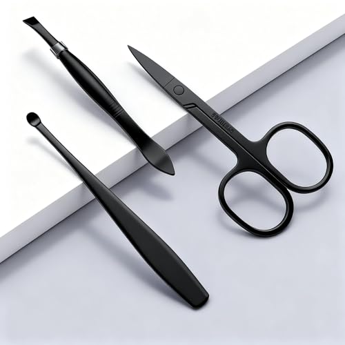 Manicure Pedicure Set, 9pcs Stainless Steel Nail Clippers Grooming Kit, Professional Complete Manicure Kit for Men, Mini Travel Nail Care Tools with Bag (Black)