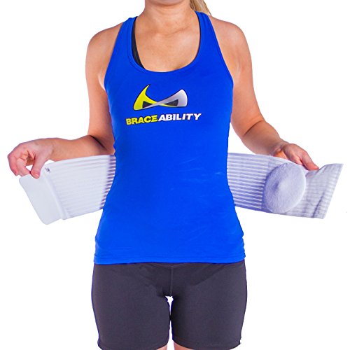 BraceAbility Abdominal Stomach Binder + Hernia Belt Replacement Pad Bundle - Post-Surgery Compression for Tummy Tuck, Hysterectomy Recovery - Includes Silicone Pad Cover (XL 9”)