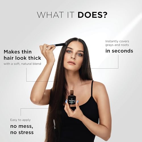 THICK FIBER Root Touch Up and Hairline Concealer - Water & Sweat Resistant Hair Loss Powder Set for Thinning Hair, Includes Brush (Light Brown) Light Brown 0.14 Ounce (Pack of 1)