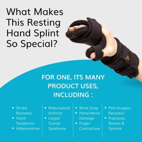 BraceAbility Soft Resting Hand Splint - Stroke Brace Right or Left Hand Immobilizer for Finger Contractures, Post-Surgery Recovery, Carpal Tunnel Syndrome, Ulnar Nerve Damage Relief (S - Left) Small Left