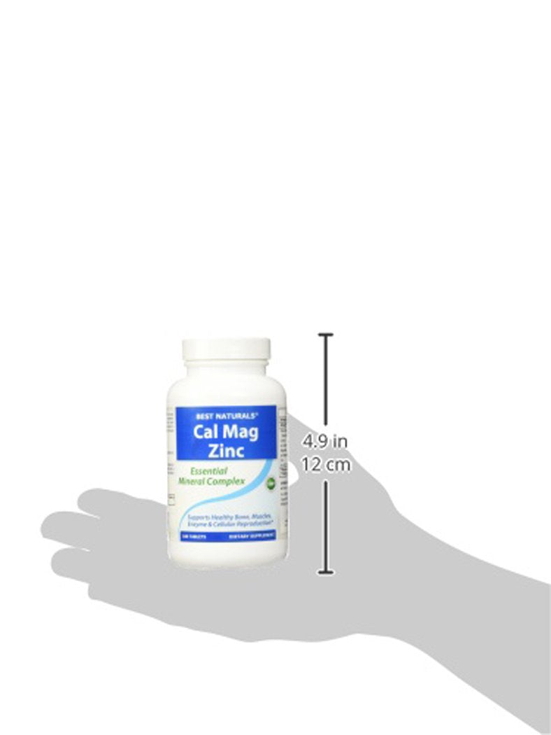 #1 CAL MAG ZINC by Best Naturals - Essential Mineral Complex - Manufactured in a USA Based GMP Certified Facility and Third Party Tested for Purity. Guaranteed!!, 180 Tablets Unflavored 180 Count (Pack of 1)