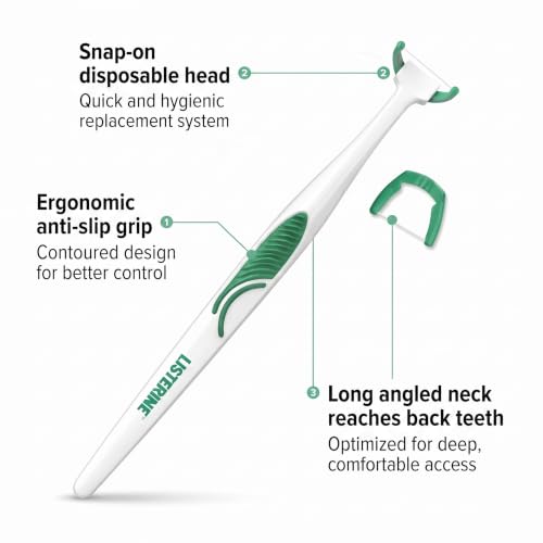 Ultra Clean Access Flosser for Hard-to-Reach Back Teeth, Reusable Floss Handle with 28 Disposable Mint Refill Heads, Long Handle Flossing Tool for Adults 1