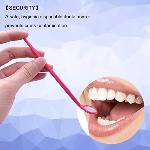100pcs Disposable Dental Exam Mouth Mirrors Oral Dental Mirror Plastic Dental Instrument (Pink) Pink
