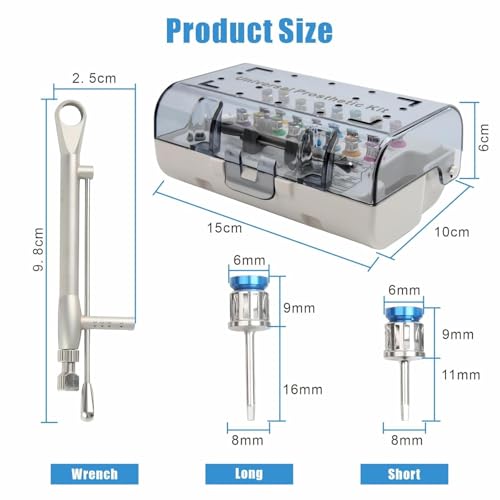 universal implant driver kit,High Precision Dental Implant Torque Wrench，16pcs screwdriver for dental implant,Torque Value of 10-70Ncm,Autoclavable Universal Implant Kit