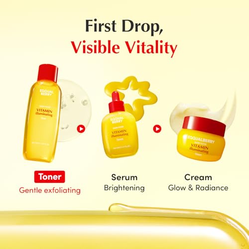 EQQUALBERRY Vitamin Illuminating Toner - Brightening Vitamin C & Niacinamide 3% | Gentle Daily Exfoliating | Skin-Prep Hydration for Glowy Skin(5.07 fl.oz / 150ml)