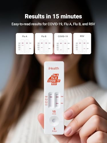 iHealth RSV Test + Flu A/B + COVID-19, 4-in-1 COVID Flu RSV Test, 2 Tests 1 Pack; 2 Tests