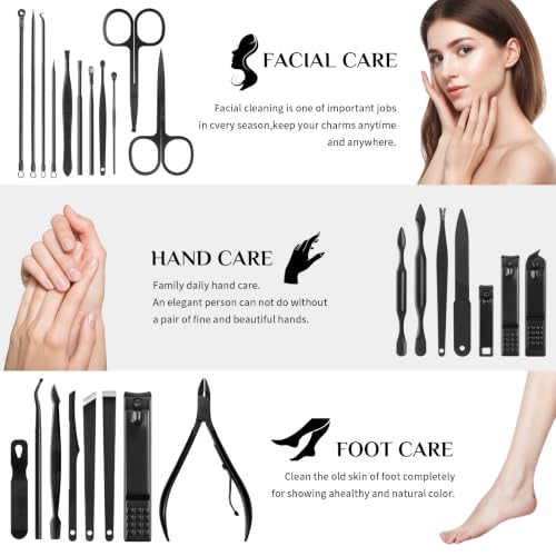 MINKINH Manicure Set Professional Nail Clipper Kit-26 Pieces for Men, Black